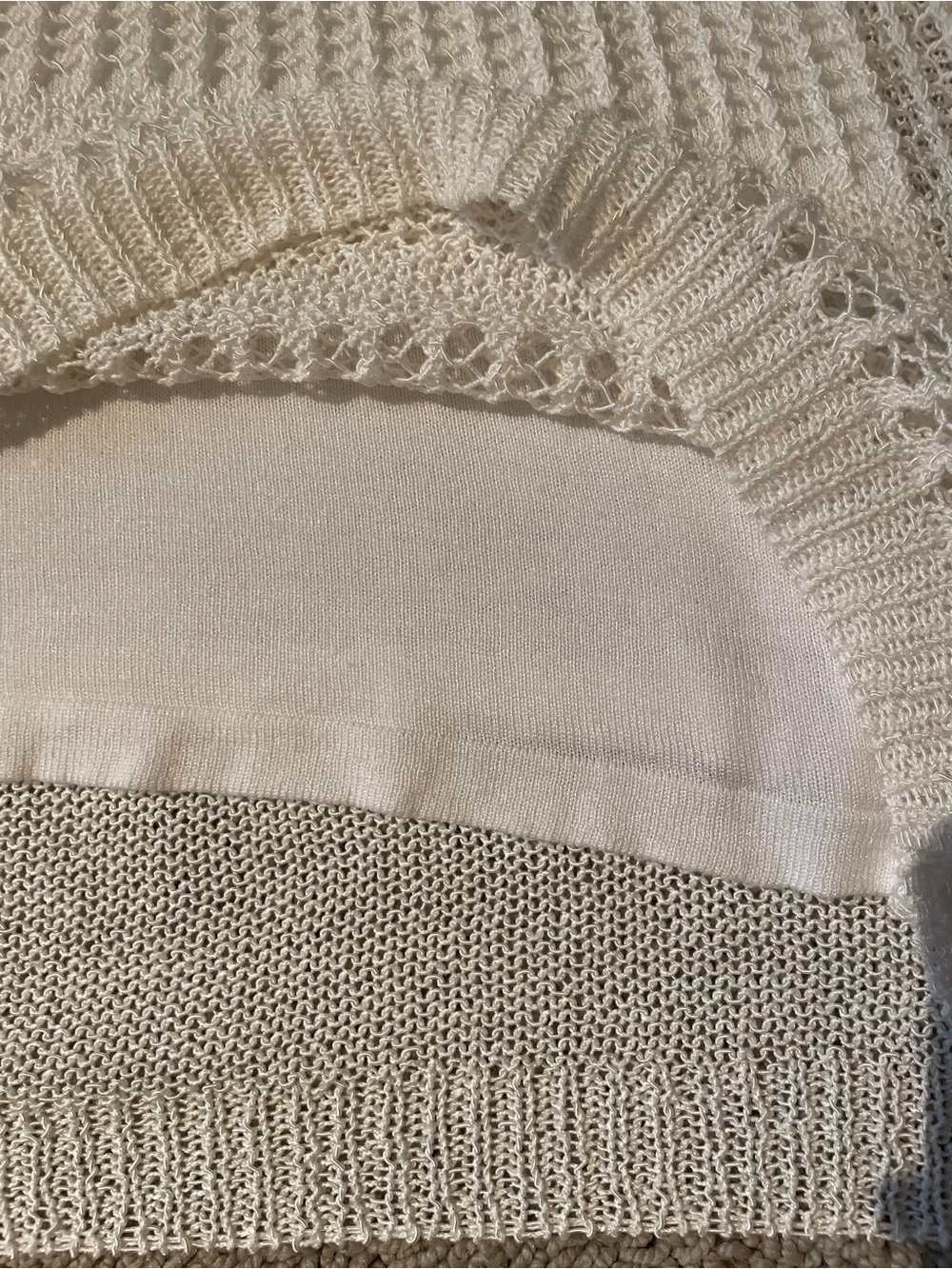 Laura -Lightweight Cream Open-Knit Lined Scoop Neck Sweater - SzS - Picture 9 of 13